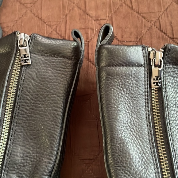 TORY BURCH✨🔥 Black Trigg Lace Up Pebbled Leather 4" Stiletto Boot - Picture 7 of 10